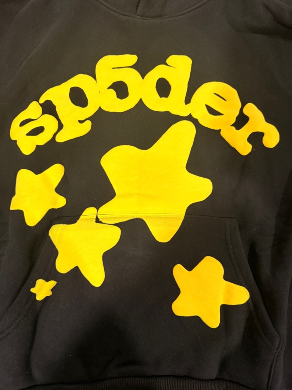 Kids Black Hoodie with Bright Yellow Star Print